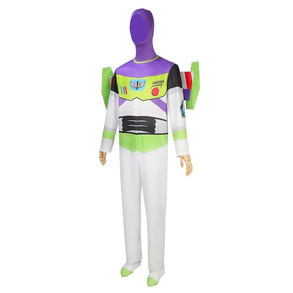 Buzz Lightyear-kostyme kompatibel med voksne leker Space Ranger-heldress med vinger og hodeplagg S til 3 Hvit{f2} White XL