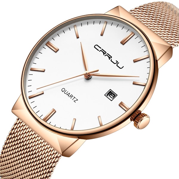 Herreur Ultratyndt Vandtæt Armbåndsur Herremode med Sort Rustfrit Stål Armbånd Mesh Analog Quartz Business Herreure