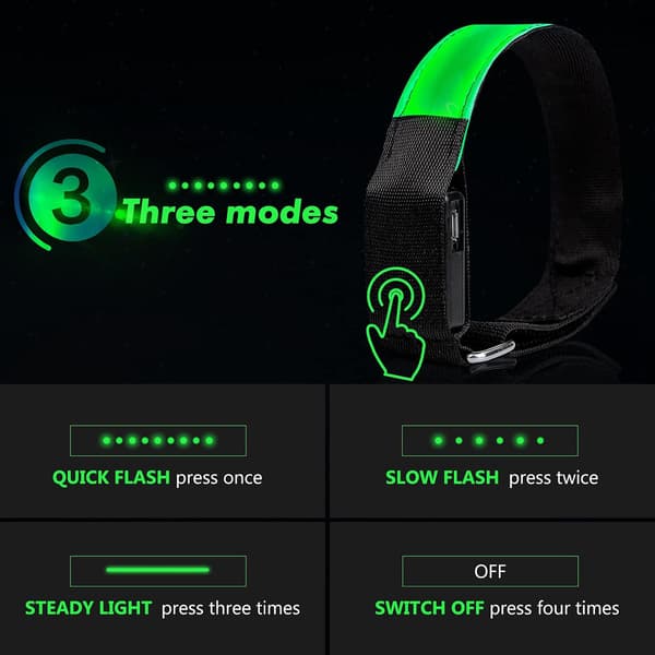 2 stk. Oppladbare LED-armbånd, LED-reflekterende løpearmbånd