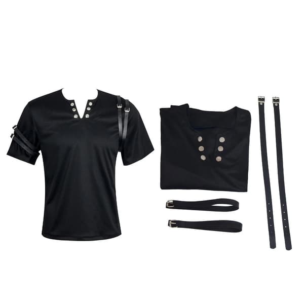 Herr Svart Punk Rock Läderjacka Slim Fit Kostym Cosplay Topp E S