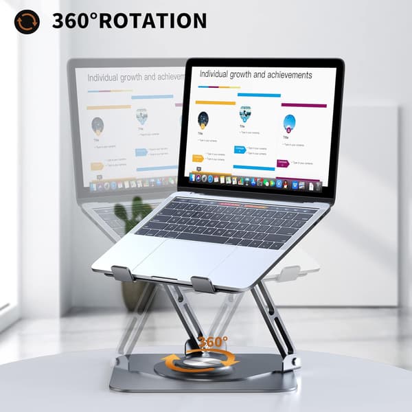 Laptop stand - ergonomisk - 360° drejelig - carbonstål - 11*8 tommer