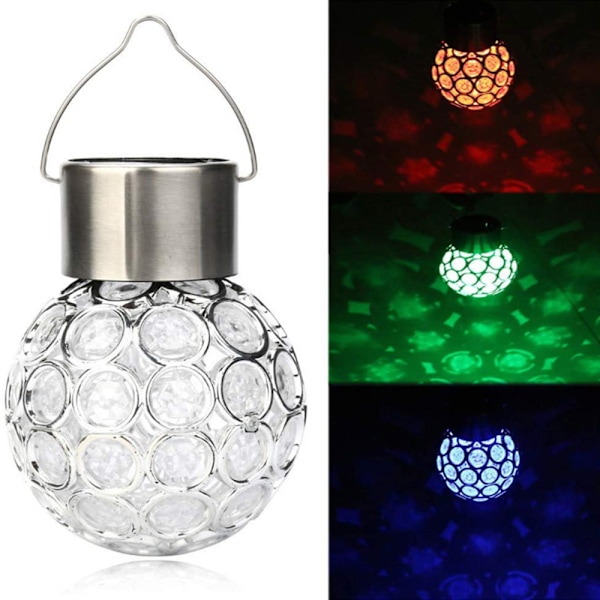 Solcelledrevne hagelys Sol LED hul kule vindklokker lampe hage Colorful