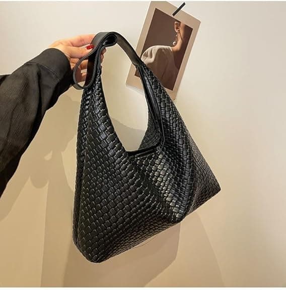 PU Læder Skuldertaske Håndtaske Tote Taske til Damer Sort