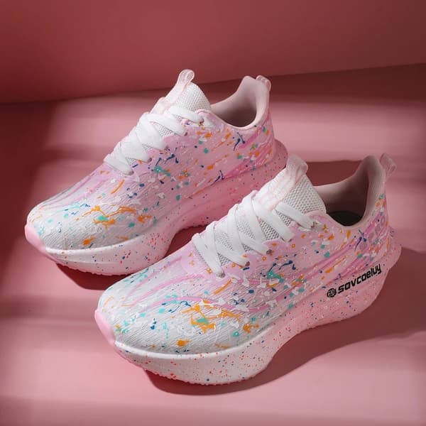 Løbesko til kvinder med kulfiberplade, gradient, stødabsorberende sneakers, åndbare, skridsikre til træning 305-black 45