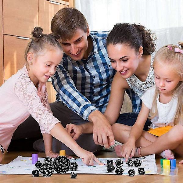 15 Dele Komplet Polyhedral DND Sæt D3-D100 Sfærisk Sæt, 100 Siders Sæt til Rollespil Bordspil Black White
