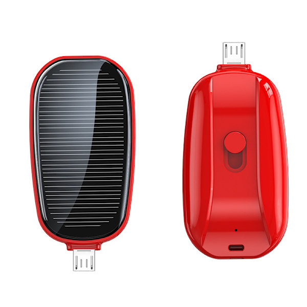 Mini Solcelle Powerbank 1200mAh – Nød bærbar lader for utendørs *Micro Android Svart* Micro Android Black