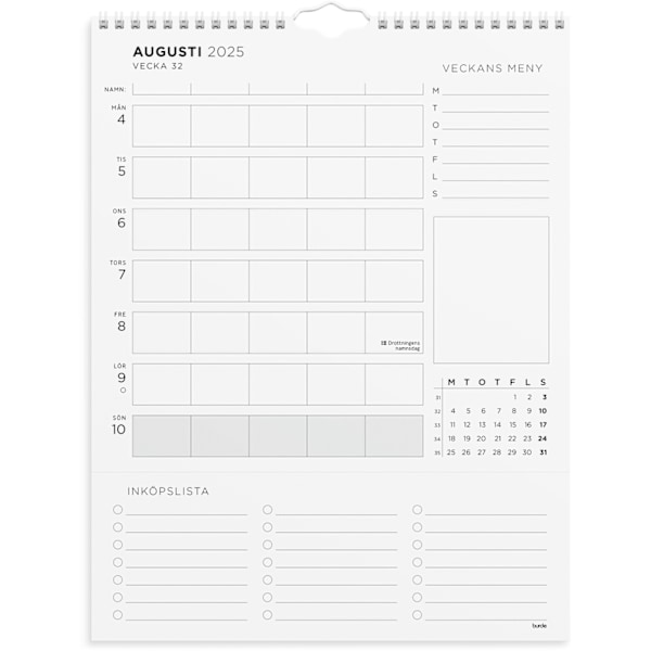 Familjekalender 2025 Familjeveckoplanering