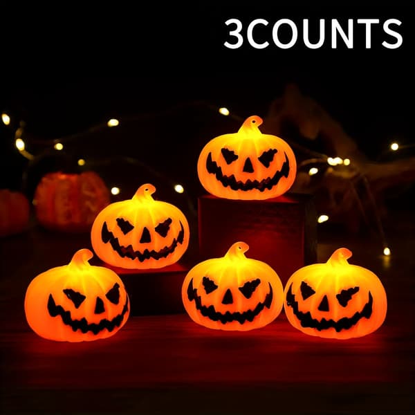 3 stk. Halloween LED Græskar Lanterner Lysende Natlys Mini Græskar til Fest Hjem Dekoration 3pcs