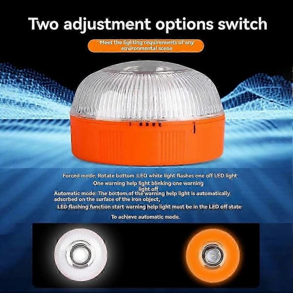 5 stk. V16 LED-nødblink hvide og gule advarselslamper med magnetisk base trafiksikkerhedslys