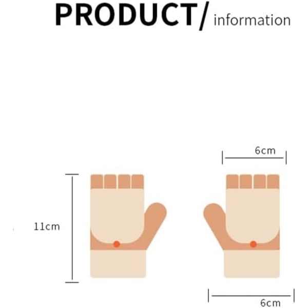Konvertibla Fingerlösa Vantar för Barn Katt Kanin Stickade Flik Vantar Halvfinger Stretchiga Vantar för Flickor Pojkar 6-12 År{f2}