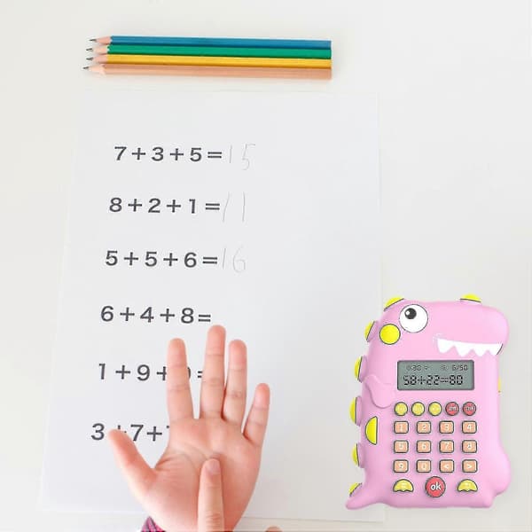 Dinosaurformet digital kalkulator oppladbar LCD-skjerm barn tidlig utdanning barneskole stud