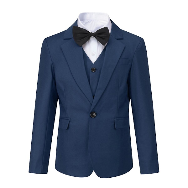 Sliktaa Pojkar 3Pce Formell Kostym Slim Fit Blazer och Väst och Byxor Blå Blue 120CM