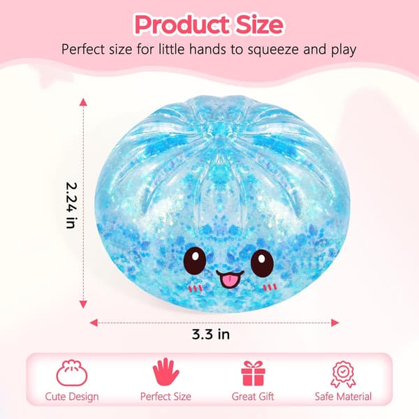 Glitter Sugar Dumpling Squishy Mystery Box, Bao Bun Squeeze Toy, Stress Relief Toy (Blå)（F2） robin blue
