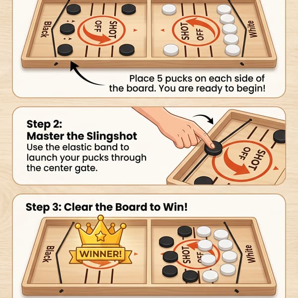 Bordplade Airhockey Spil i Træ til To Spillere New Pop-Pop Chess