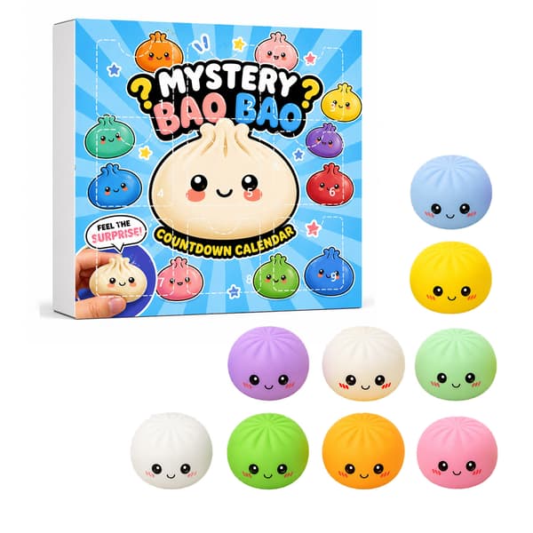 9-delad Mystery Bao Bao Nedräkningskalender – Squishy Simulerad Bulle Klämleksak Blind Box Set GJ863-005