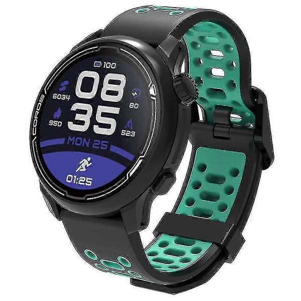 Dobbeltfarvet silikone urrem 20 mm kompatibel med Garmin Venu Sq 2 Coros Pace 2 Active 5 Black Lake Blue