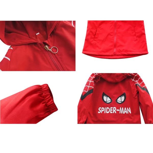 Superhelter Gutter Glidelås Mote Hettejakke, Gutter Spider-Man Hettegenser Rød (F878) red 120