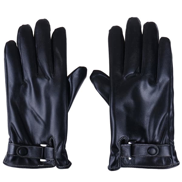 Vinter Læderhandsker Fuld Finger Motorcykel Kørsel Varme Touch Sort(F223) Black one size