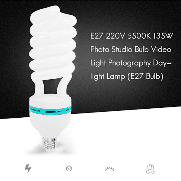 E27 220v 5500k 135w Valokuvastudiolamppu Videonvalo Valokuvaus Päivänvalolamppu (e27 Lampunpoltin)
