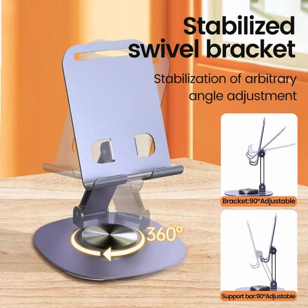Roterende Skrivebords Telefonstativholder For Samsung iPhone iPad Universell Mobil Nettbrettmontering purple
