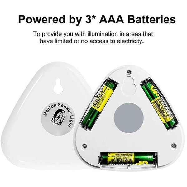 3 stk./sæt Trekant Bevægelsessensor Lys Enkel Smart Home Mode Sengelampe Kreativ Magnetisk Sensor LED Natlys White