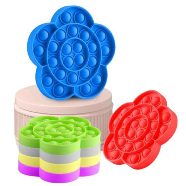 Popit Fidget Pop It Blomst 4 stk. Farver Blå (f2) Blue Blå