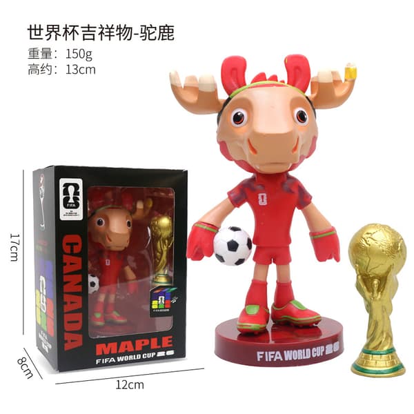 2026 Fotbolls-VM Troféfigur Fotbolls-VM Trofé Samlarobjekt Skrivbordsdekoration Fanspresent *Älg + Trofé (13cm)* Moose + Trophy (13cm)