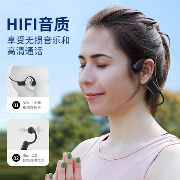 Hörlurar Bluetooth 5.4 trådlösa sportlurar inte i örat superlång batteritid{f693}