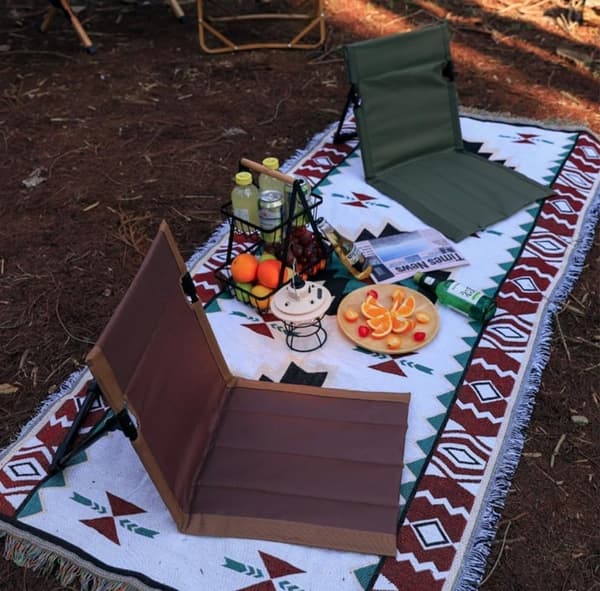 Fällstol - Campingstol med Vadderad Sits och Ryggstöd, Bärbar för Picknick, Strand, Vandring, Utomhusresor, Beige