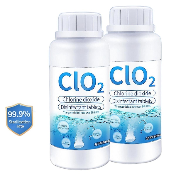 100/200 stk Fødevarekvalitet Klor Dioxide Brusende Tablet Clo2 Antibakteriel Desinfektion Kemisk