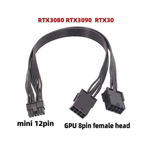 1 stk. Dobbelt Pcie 8-pin hun til Mini 12-pin han GPU-strøm til Geforce Rtx3080 Rtx3090