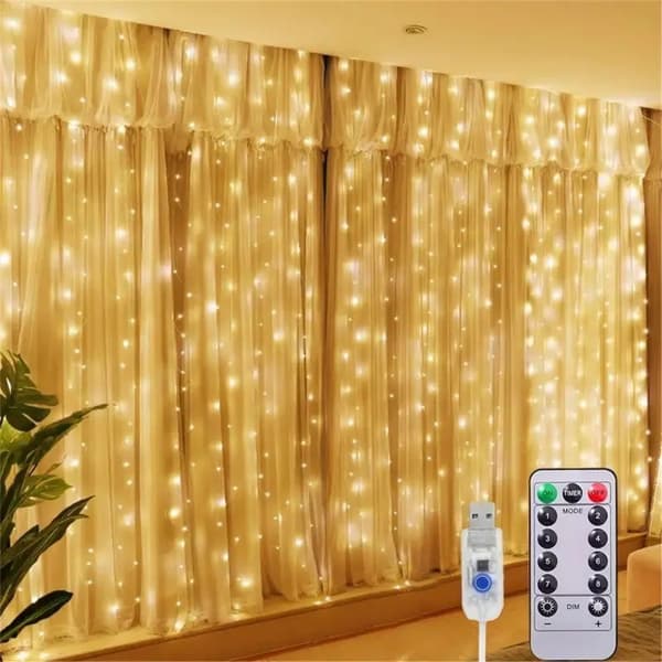 USB-gardinlys - 8 lysmoduser LED-lyslenke for jul, Halloween, nyttår, bryllup, fest, hjem og hageinnredning Multicolor 3x1M 100LEDs