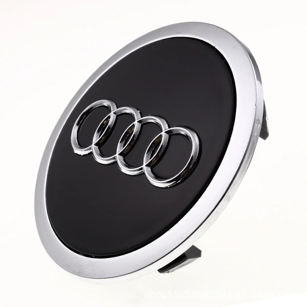 Keskikupit muovia AUDI 60mm 4 kpl Musta kromireunuksella Black with chromed edge 80