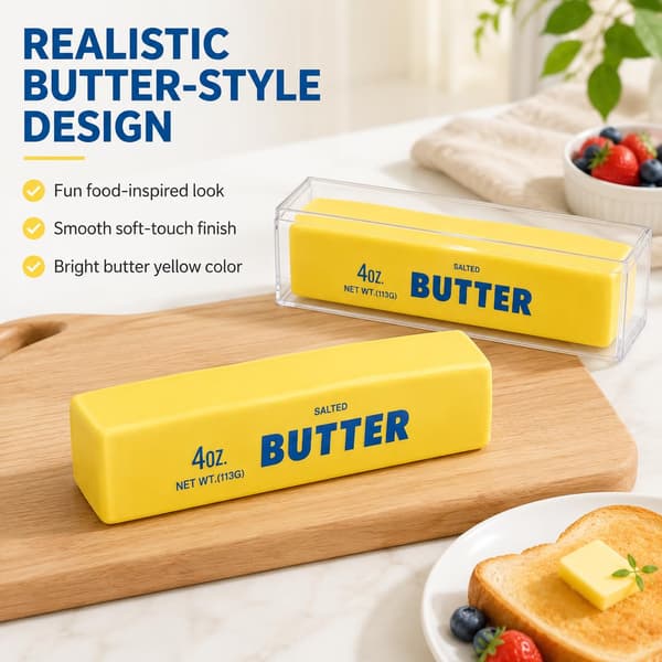 Krämig Smör Squishy Stick ASMR Långsamt Stigande Pärlfylld Klämbar Skrivbordsdekoration Present för Vuxna (Gul Smör) Yellow Butter