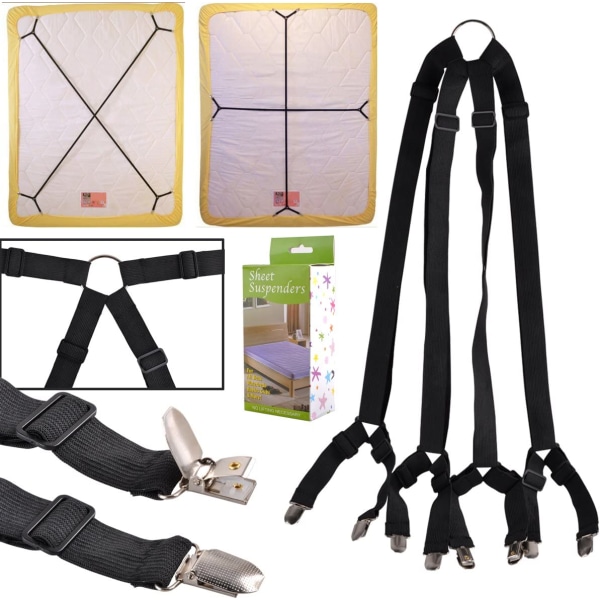 Sengeteppe Stropper Suspenders Gripper Brakett Lukkeklips Mange Lange Kryssjusterbare Sengeteppe Madrass Strimler