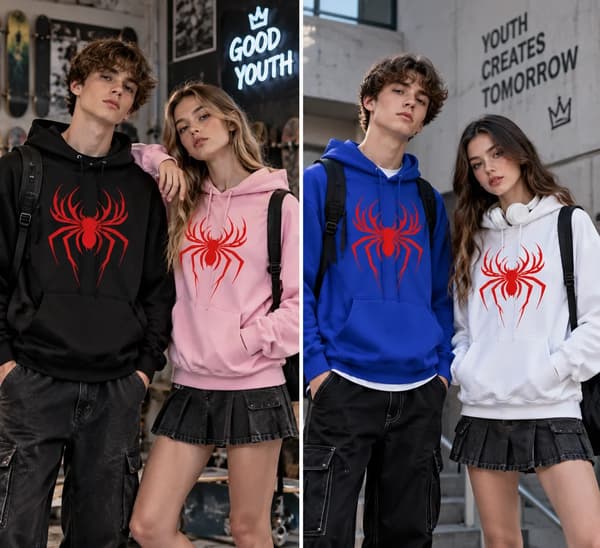 Afslappet hættetrøje til mænd, kvinder og børn med minimalistisk rødt edderkopprint Forår Efterår Harajuku Style Sweatshirt 3DZX260911065 XL