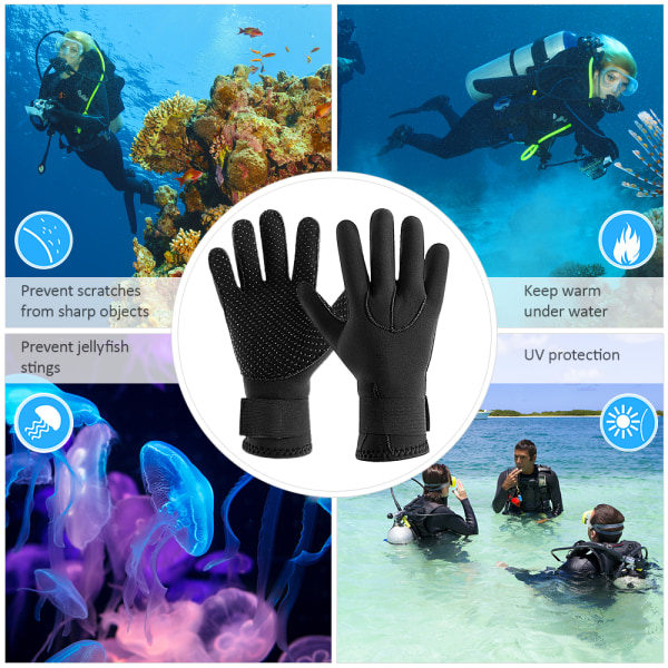 3mm Neopren Vanntette Hansker Varme Dykkerhansker Vinter Surf Hansker Varme Sklisikre Hansker for Harpunfiske Svømming Rafting Kajakkpadling