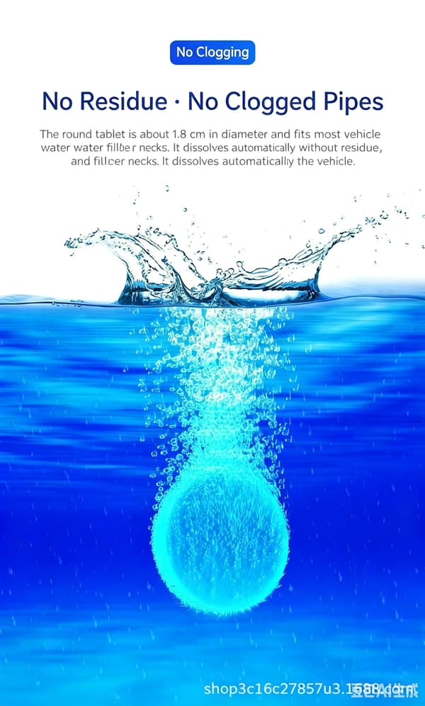Tuulilasinpesutabletit, tiivistetyt auton lasinpesun poretabletit, pyyhkijänesteen puhdistustabletit 100 tablets