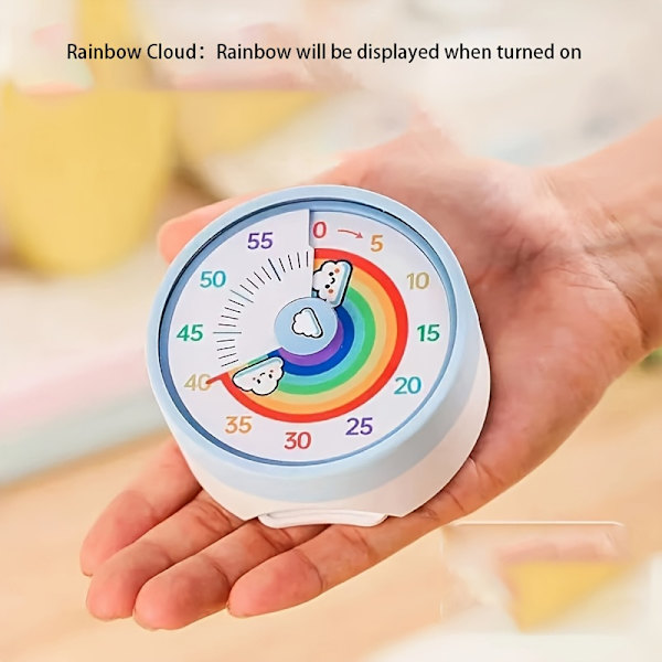 60 minutters mekanisk visuel timer regnbue magnetisk køkken studie nedtællingstimer Rainbow Cloud