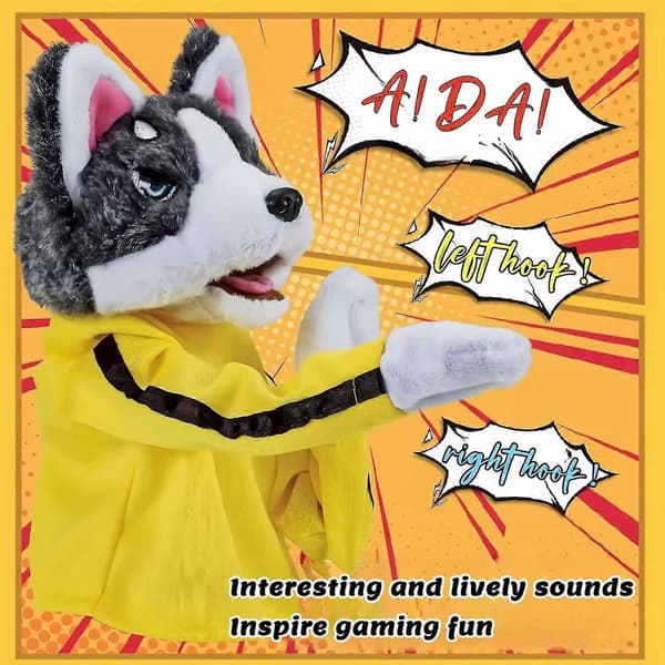 Kung Fu Husky Handskar Docka-Handdocka Ljud Boxningshund Handdocka Leksak