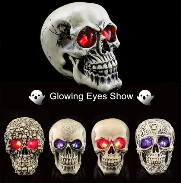 LED Skallestatue for Halloween Bar Dekorasjon, Resin Nattlys{f2}