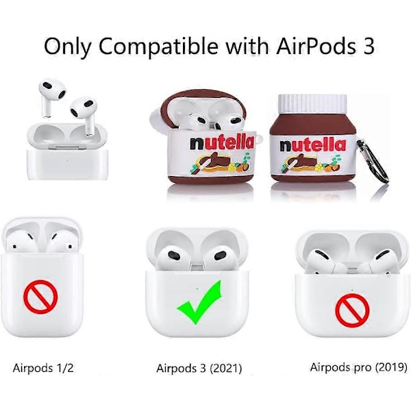 Passer for Airpods 3. generasjon 2021, Silikon Tegneserie Søtt Etui Beskyttende Støtsikkert Deksel for Airpods 3 ChocolateSauce{F2] ChocolateSauce standard