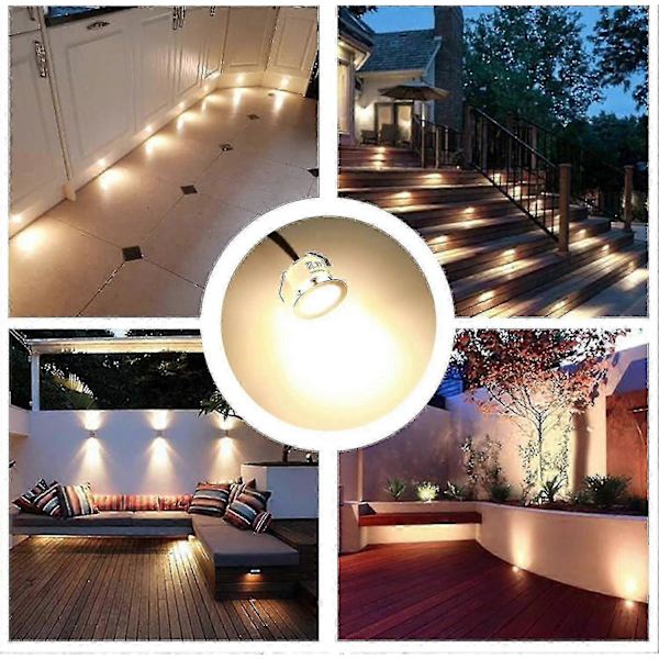 Paket med 16 LED Infällda Spotlights för Trädäck, Vattentät IP67, Utomhus Infällda Spotlights Kit