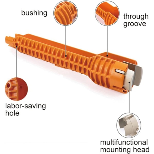 Multifunksjonell vaskekrannøkkel, 8-i-1 kraninstallasjonsverktøy