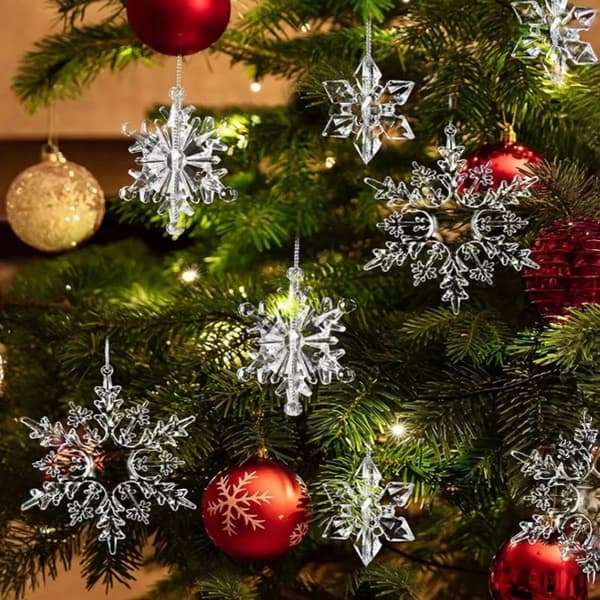 Akryl Juleistap Pynt Krystal Hængende Dekorationer til Juletræ Vinterfest 6pcs snowflake