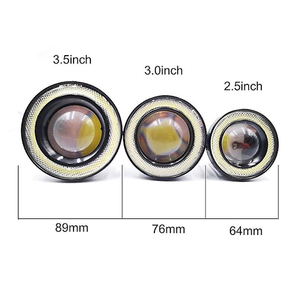 2 st Bil Dimljus Änglaögon Halo Rund Ring LED Strålkastare