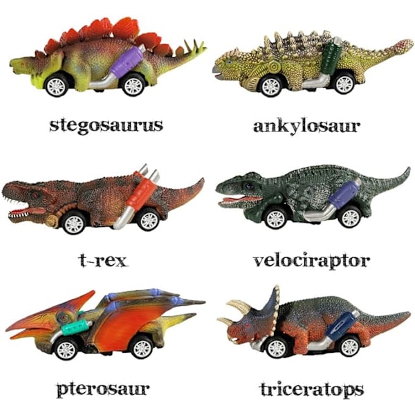 Dinosaurieleksaker, Dra Tillbaka Bilar, 6-pack Dino Leksaker för 3 År Gamla Pojkar Flickor och Småbarn, Pojkleksaker{f225}