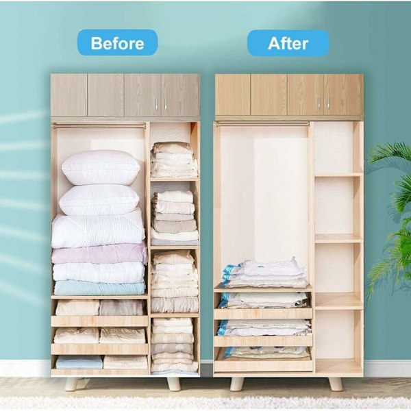 longziming Vakuumpåsar 8-pack, Vakuumpåsar för Kläder, 2L100x80 +3M 80x60 + 3S 60x40 - Vakuumpåsar för Täcken, Sängkläder, Kuddar{F2}
