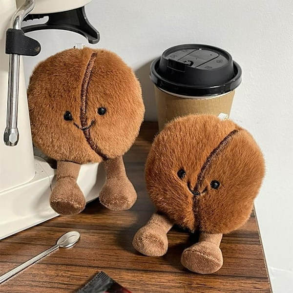 5.11in Jellycat Brun Kaffeböna Nyckelring Med Fot Mjukt Hänge Ny Kreativ Simulerad Kaffe Mat Plyschdocka Nyckelring Jellycat Gosedjur
