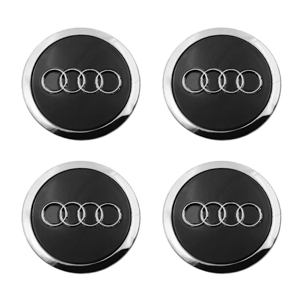 Keskikupit muovia AUDI 60mm 4 kpl Musta kromireunuksella Black with chromed edge 80